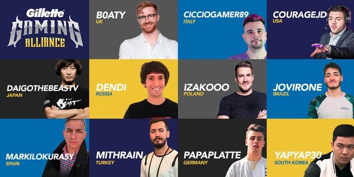 Heimspiel für Gillette: Als offizieller Partner des Streamingdienstes Twitch feiert Gillette die erste europäische TwitchCon in Berlin / Gillette Gaming Alliance: Gamer aus 11 verschiedenen Ländern streamen auf der TwitchCon Europe für Gillette. Weiterer Text über ots und www.presseportal.de/nr/35513 / Die Verwendung dieses Bildes ist für redaktionelle Zwecke honorarfrei. Veröffentlichung bitte unter Quellenangabe: "obs/Gillette Deutschland"