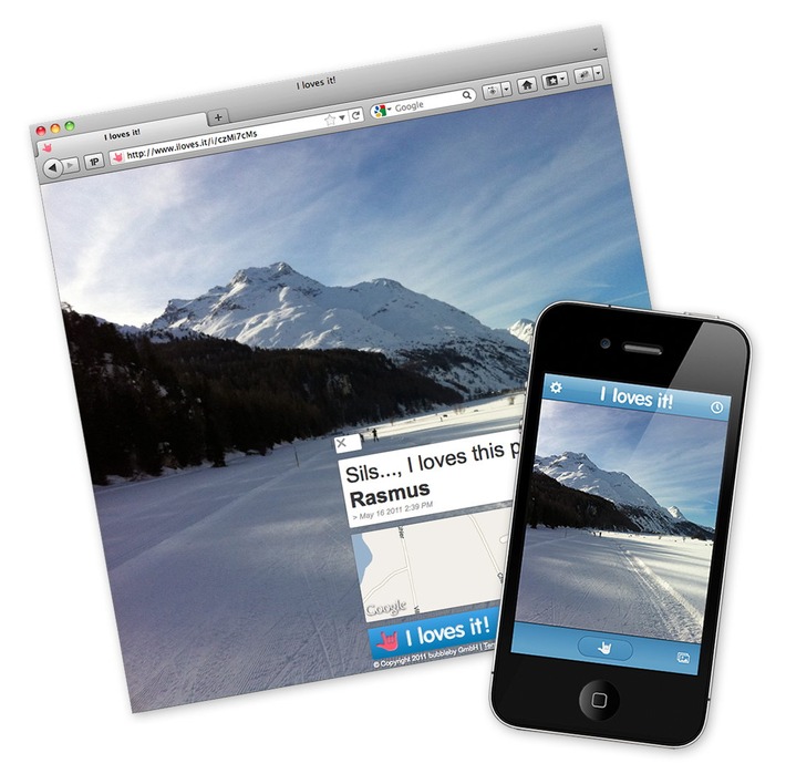Frühling im App Store - mit "I loves it!" auf dem iPhone das Besondere von Unterwegs teilen
