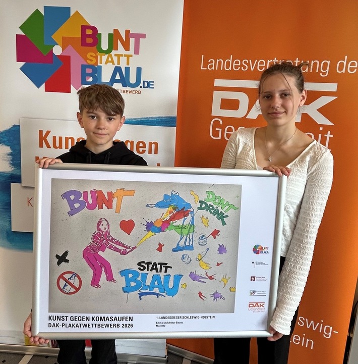 „bunt statt blau“: Geschwisterpaar aus Malente gewinnt Plakatwettbewerb in Schleswig-Holstein