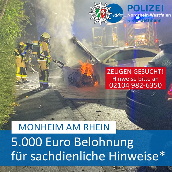 POL-ME: Brandserie im Berliner Viertel: Belohnung in Höhe von 5.000 Euro ausgelobt - Zeugen gesucht! - Monheim am Rhein - 2209079
