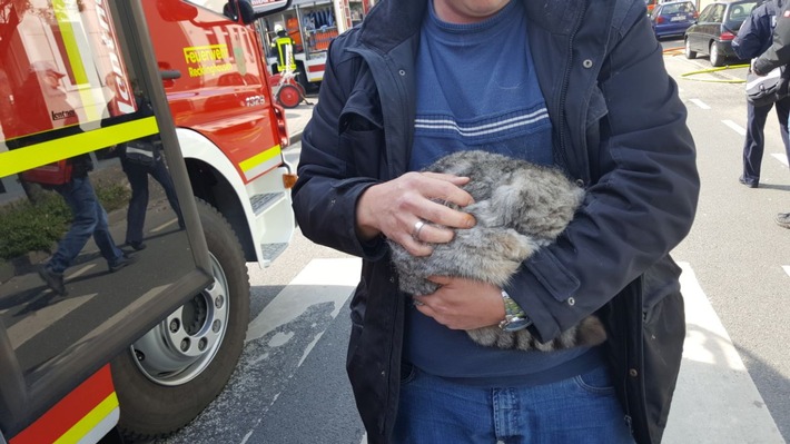 FW-RE: Dramatischer Wohnungsbrand mit Menschenrettung - eine schwerst verletzte Person aus dem 2. OG gesprungen