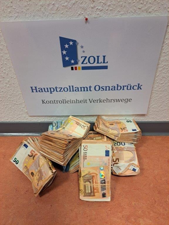 HZA-OS: Osnabrücker Zoll stellt 92.000 Euro sicher; Bargeldschmuggel aufgedeckt