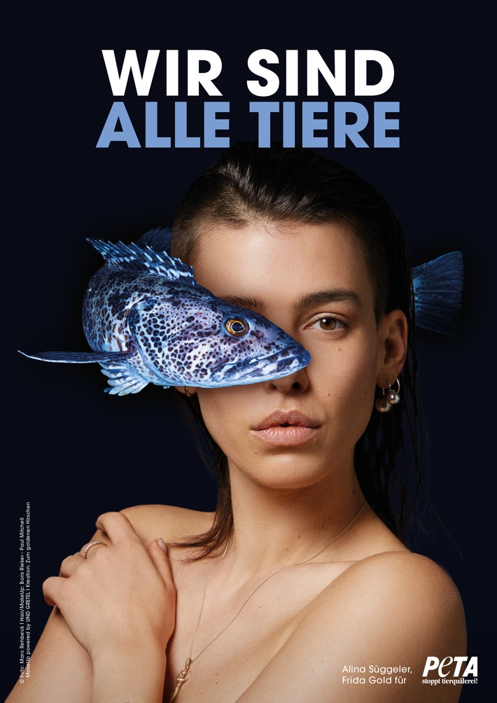 Alina Süggeler: Halb Fisch, halb Mensch! - Frida Gold-Sängerin stellt neues PETA-Motiv zum Thema Speziesismus vor