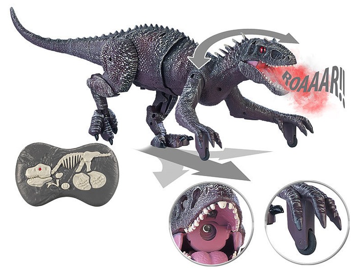 Playtastic Ferngesteuerter XL-Dinosaurier mit Sound &amp; Sprühnebel, 2,4 Ghz, 45 cm: Spielspaß für die die ganze Familie