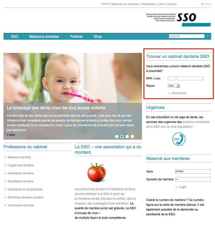 Trois clics pour trouver un médecin-dentiste SSO