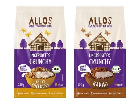 Presseinfo: Zwei neue Crunchys: Allos Frucht Edelnuss & Kakao