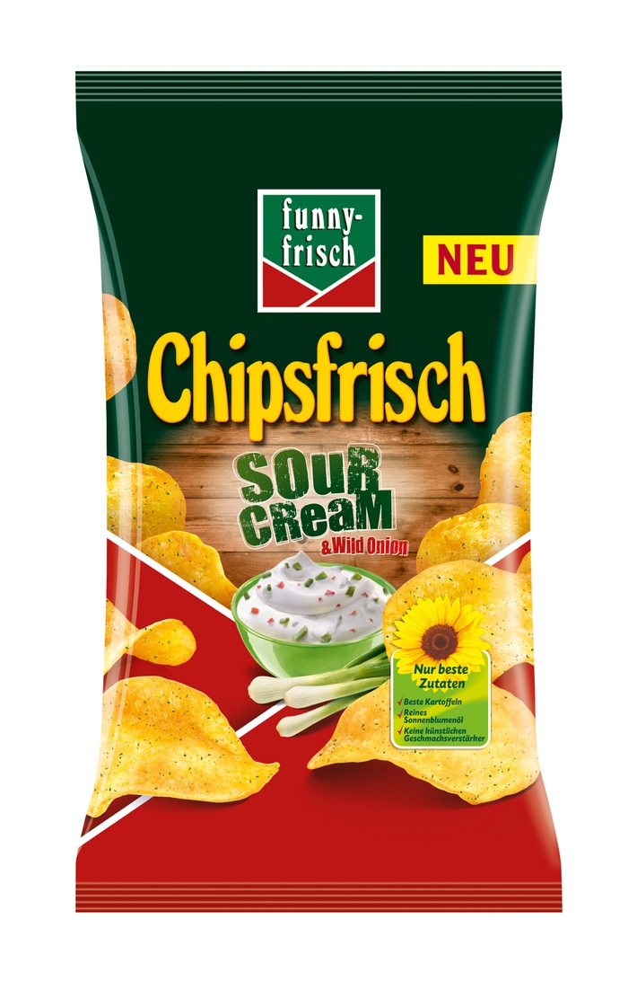 Die neue Würze von Chipsfrisch: funny-frisch Chipsfrisch Sour Cream &amp; Wild Onion