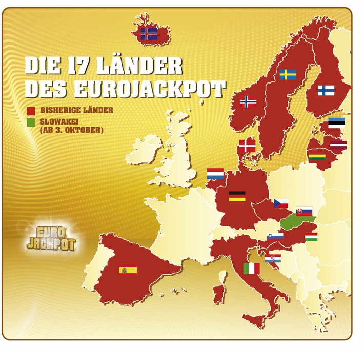 Eurojackpot wächst weiter - Mit der Slowakei spielen 17 europäische Länder um den Eurojackpot