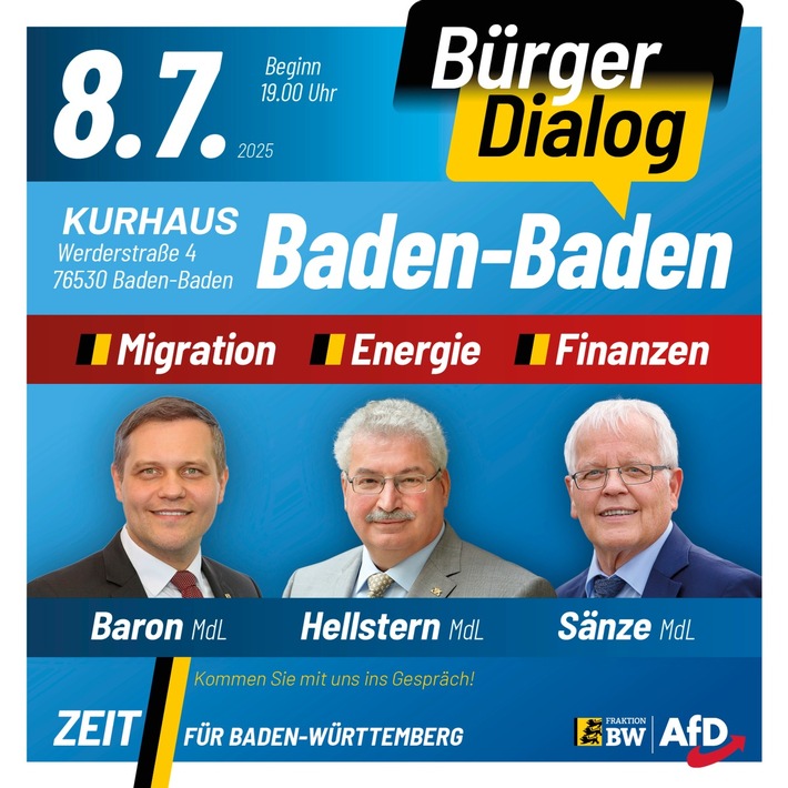 Einladung zum Bürgerdialog der AfD-Landtagsfraktion in Baden-Baden