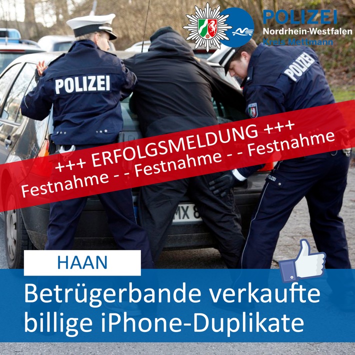 POL-ME: Gefälschte Smartphones verkauft: Polizei nimmt Betrügerbande fest - Haan - 2002062