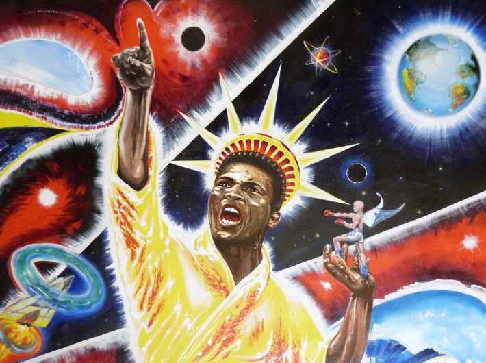 Saxo Bank of Art - hit it right in! "Muhammad Ali King of the World" / Power Painting Collection by Heiko Saxo! Largest digital art exhibition of worldwide collected works by a German artist!