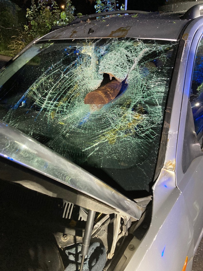 POL-EU: Pkw-Unfall: Holzpfosten verfehlte Fahrer nur um wenige Zentimeter