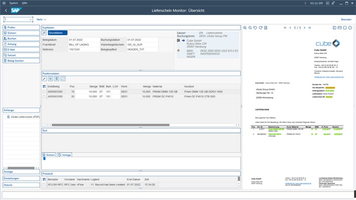 &quot;xSuite Delivery Notes Cube&quot; automatisiert Lieferscheinbearbeitung