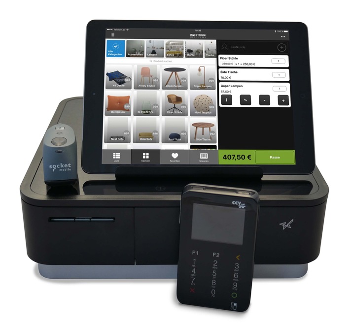 Eine für alle: die iPad-basierte All-in-One Kassenlösung von
CardProcess und INVENTORUM