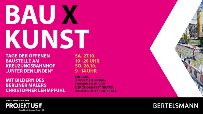 Bild zum Beitrag: "BAU X KUNST": Bertelsmann und Berliner U-Bahnbauer verwandeln U5-Bahnhof in Underground-Galerie 