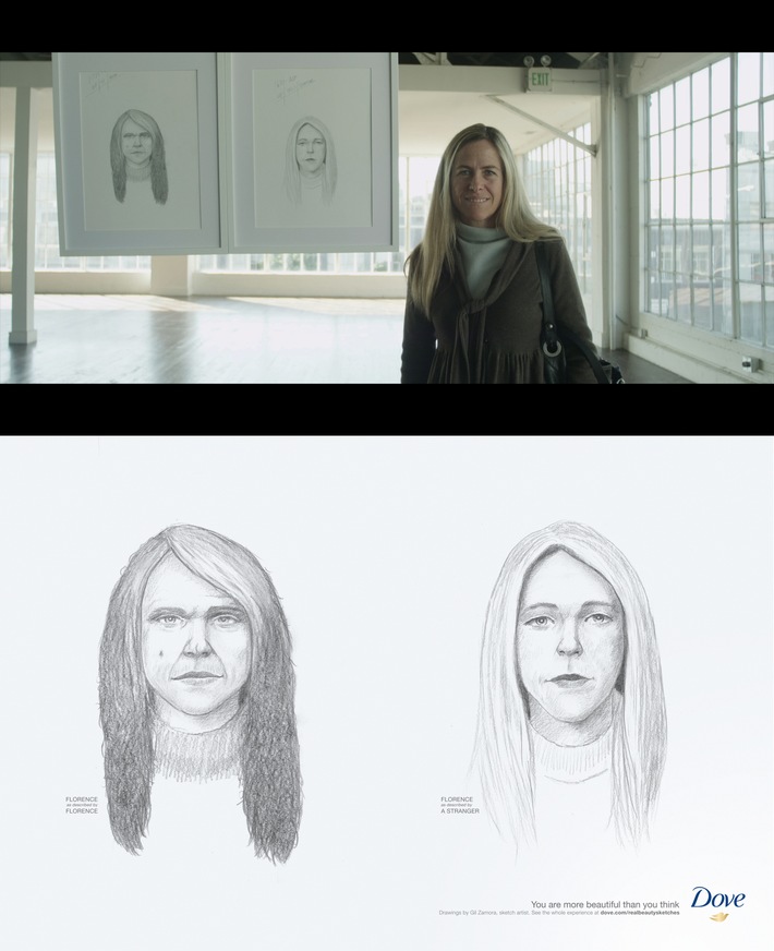 Die Dove "Real Beauty Sketches" Kampagne deckt erneut die dramatischen Unterschiede zwischen Selbstwahrnehmung und der Wahrnehmung anderer auf (BILD)