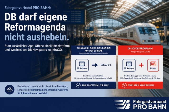 Fahrgastverband PRO BAHN: DB darf eigene Reformagenda nicht aushebeln