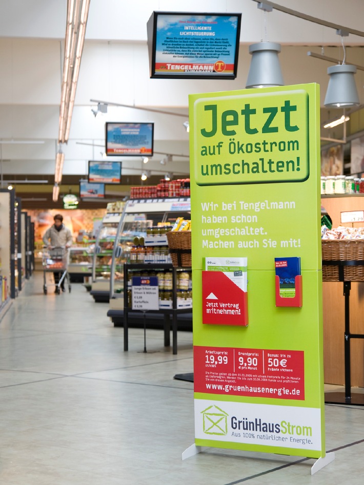Grünstrom aus dem Supermarkt / Kaiser&#039;s Tengelmann bietet bundesweit Ökostrom an