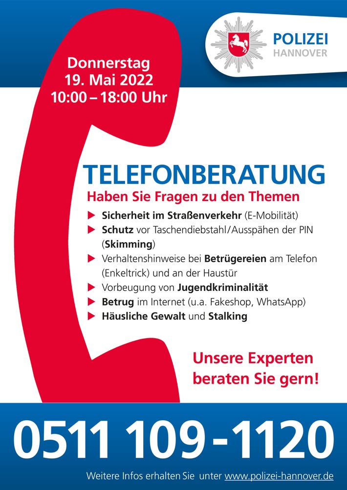POL-H: Infotelefon der Polizei Hannover am 19. Mai 2022