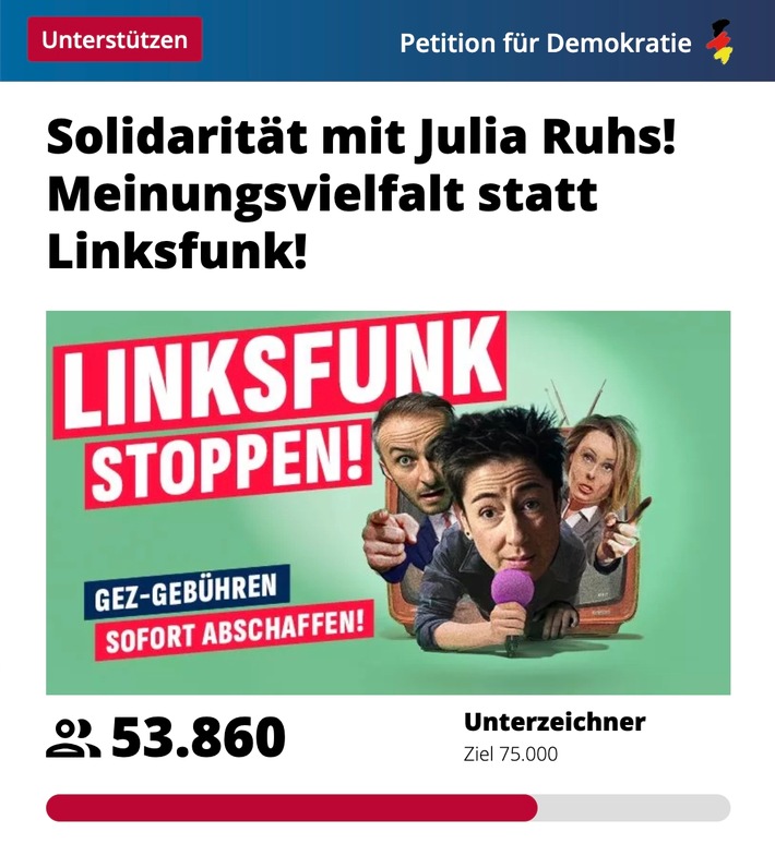 Gegen den Rauswurf des NDR / Petition für Julia Ruhs erreicht bereits 50.000 Unterschriften