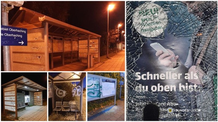 Bundespolizeidirektion München: In der Halloween-Nacht Wartehäuschen entglast - 50.000 EUR Sachschaden - Zeugen gesucht