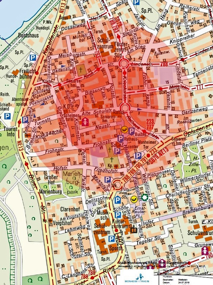 POL-ME: Bombenfund in der Innenstadt - Polizei beteiligt sich mit starken Kräften an Sperr- und Evakuierungsmaßnahmen der städtischen Ordnungsbehörde  - Monheim - 1907130
