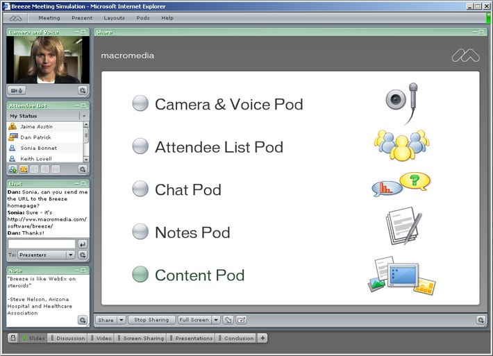 Abolute Development präsentiert Macromedia Breeze 5 und Flash Video Streaming Service an der Messe X
