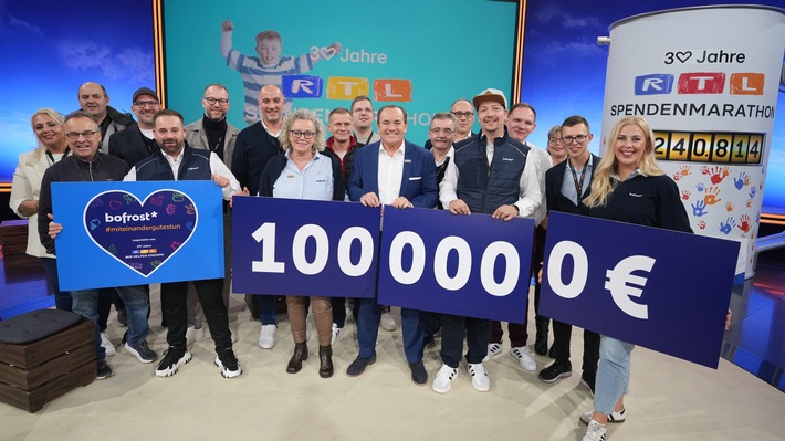 Nachhaltige Hilfe: bofrost* spendet erneut eine Million Euro beim 30. RTL-Spendenmarathon / Patenschaftsprojekte in Frankfurt und Bremerhaven im Fokus