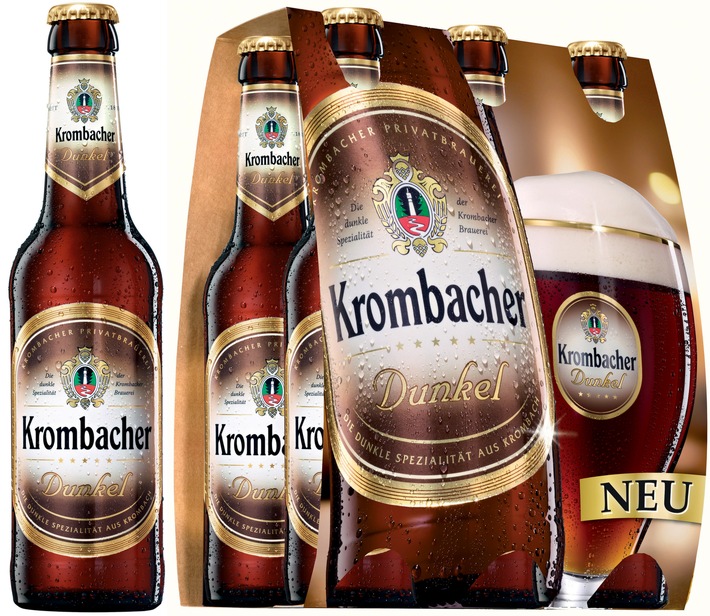 Jetzt wird´s dunkel - Krombacher Dunkel / Die erfolgreiche Krombacher Markenfamilie wird in Zukunft auch im Einzelhandel durch das malzig-würzige Krombacher Dunkel verstärkt (BILD)