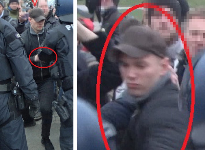 POL-KS: Tätlicher Angriff auf Bundespolizisten bei Demo am 20. März: Öffentlichkeitsfahndung mit Fotos von Tatverdächtigem