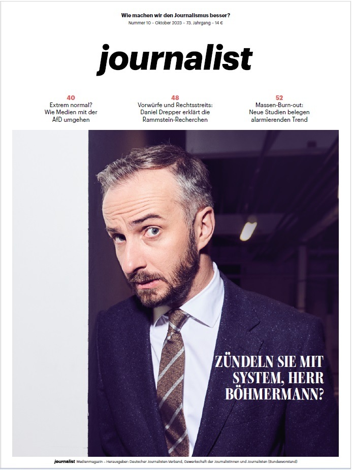 Jan Böhmermann im journalist: &quot;Wir versuchen, den wahren Kern einer Sache zu ergründen.&quot;