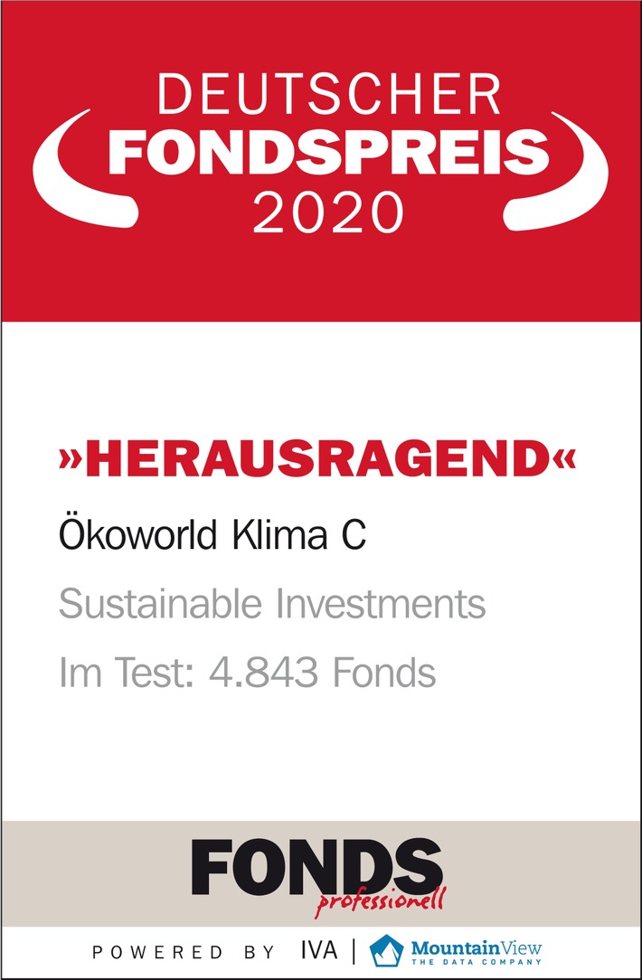 Ausgezeichneter Klimaschutz: DEUTSCHER FONDSPREIS 2020 für ÖKOWORLD KLIMA / Der im Jahr 2007 aufgelegte Investmentfonds reagiert auf die durch den Klimawandel bedingten weltweiten Herausforderungen