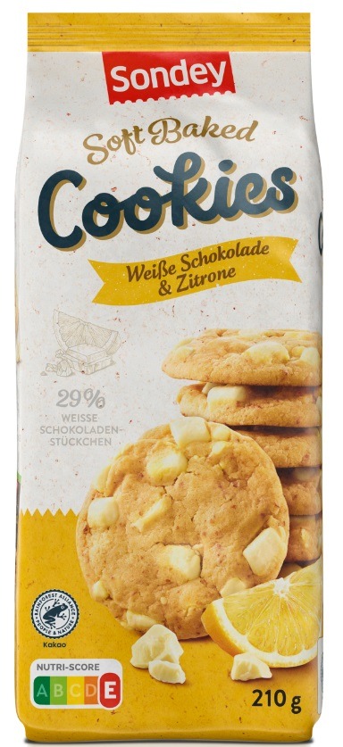 Der niederländische Hersteller Banketbakkerij Merba B.V. informiert über einen Warenrückruf des Produktes "Sondey Soft Baked Cookies Weiße Schokolade & Zitrone, 210g"