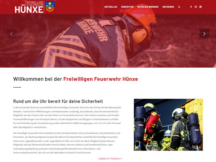 FW Hünxe: Neue Website der Freiwilligen Feuerwehr Hünxe online