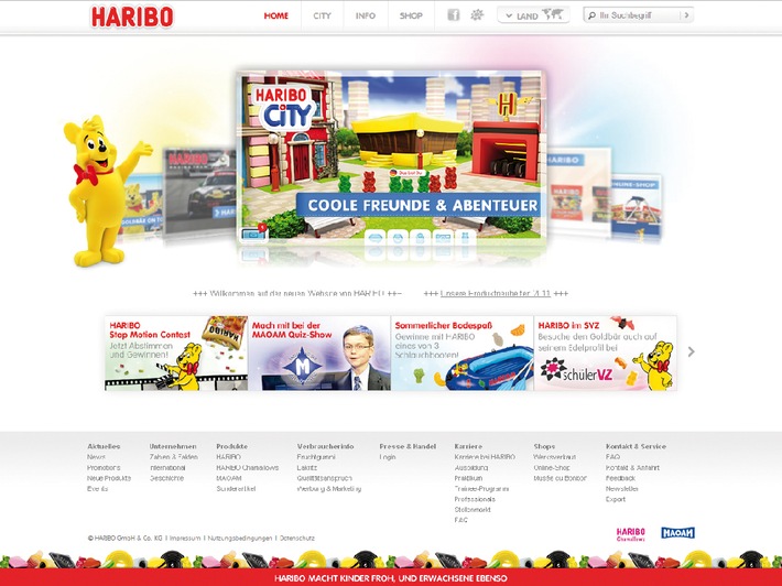 Planet HARIBO wird zur HARIBO City / Der Relaunch des neuen HARIBO-Internetauftritts ist online (mit Bild)