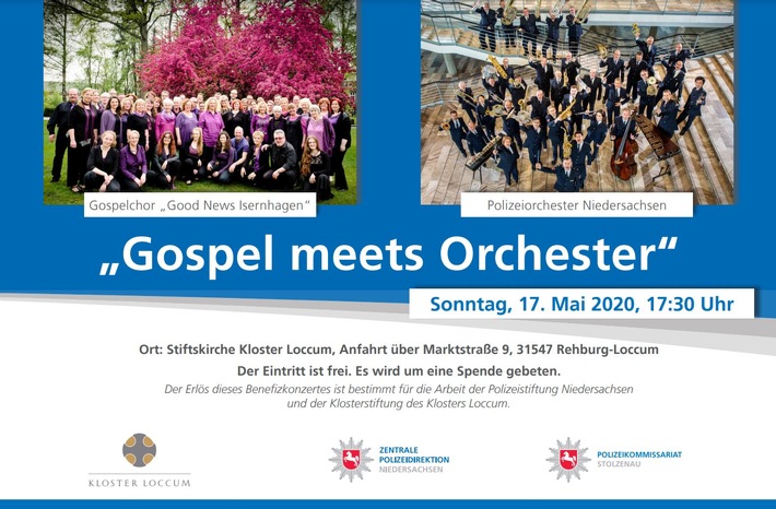 POL-NI: Rehburg-Loccum: "Gospel meets Orchester" - Benefizkonzert des Gospelchors "Good News Isernhagen" und des Polizeiorchesters Niedersachsen