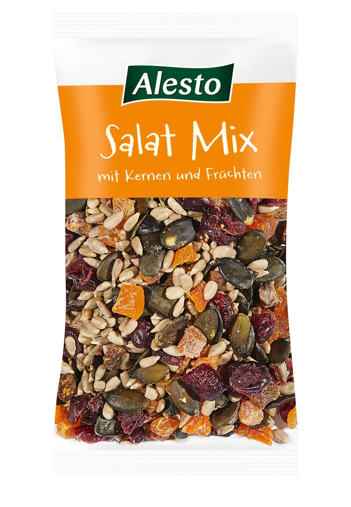 Der Hersteller nutwork Handelsgesellschaft mbH informiert über einen Warenrückruf des Produktes &quot;Alesto Salat Mix mit Kernen und Früchten, 175g&quot;.