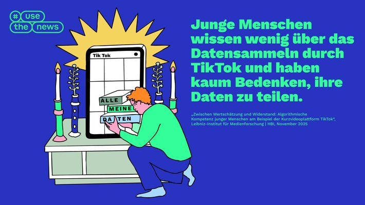 Neue qualitative #UseTheNews-Studie des Leibniz Instituts für Medienforschung zur TikTok-Nutzung junger Menschen. / Weiterer Text über ots und www.presseportal.de/nr/168022 / Die Verwendung dieses Bildes für redaktionelle Zwecke ist unter Beachtung aller mitgeteilten Nutzungsbedingungen zulässig und dann auch honorarfrei. Veröffentlichung ausschließlich mit Bildrechte-Hinweis.