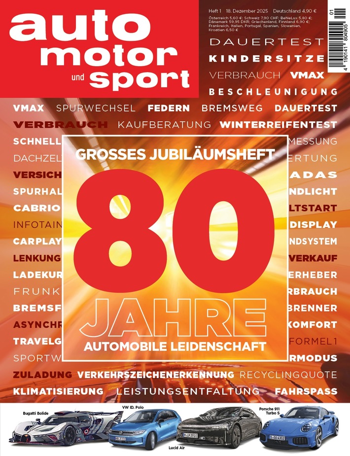 auto motor und sport feiert 80. Geburtstag und startet mit XXL-Ausgabe ins Jubiläumsjahr / Erstausgabe begründete die Motor Presse Stuttgart