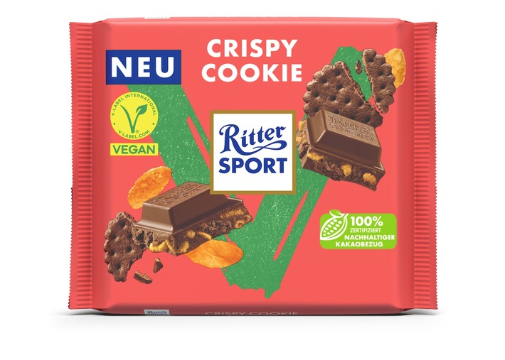 Ritter Sport Vegan mit neuer Sorte Crispy Cookie