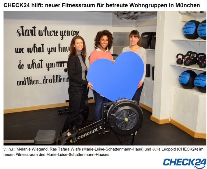 CHECK24 hilft: neuer Fitnessraum für betreute Wohngruppen in München