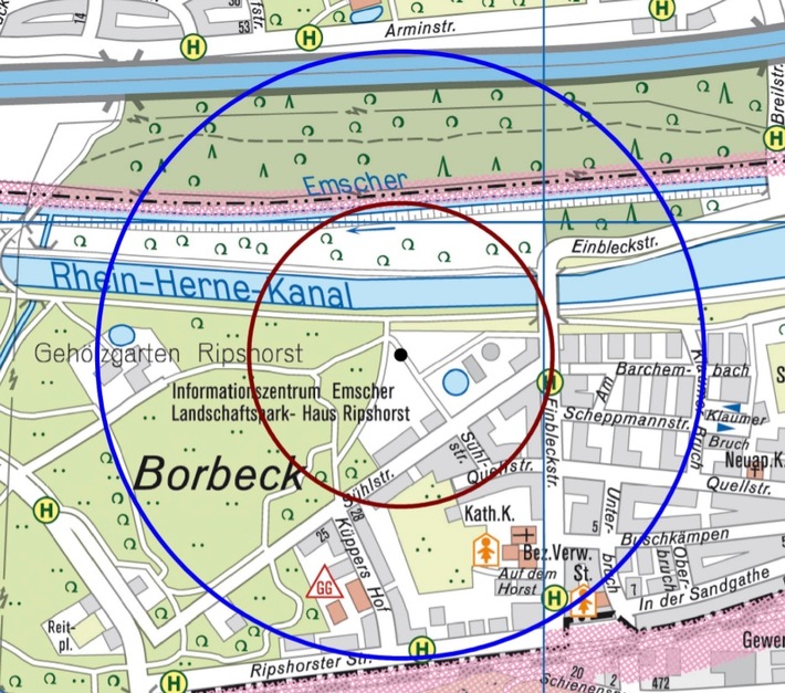 FW-OB: 5 Zentner-Bombe wird heute um 18 Uhr in Oberhausen Borbeck entschärft