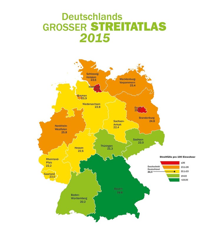 Deutschland streitet immer mehr - Berlin bleibt Nummer eins