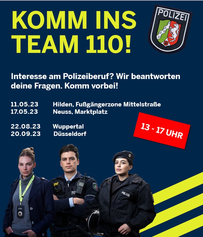 POL-ME: "Komm ins Team 110": Polizeiliche Personalwerbung in der Fußgängerzone - Hilden - 2305013