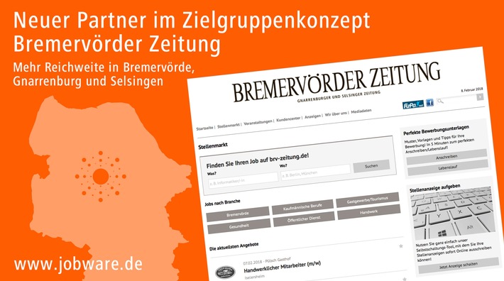 Stellenmarkt-Kooperation im Elbe-Weser-Dreieck / Jobware und Bremervörder Zeitung stärken Personalgewinnung