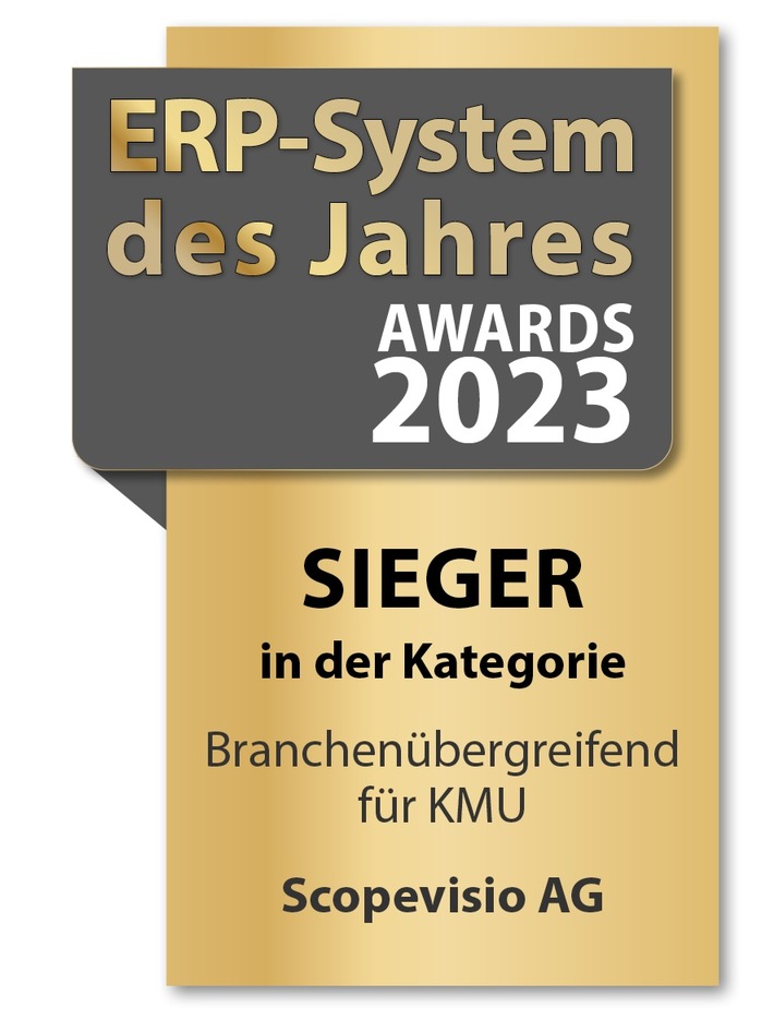 Scopevisio AG gewinnt den begehrten Titel &quot;ERP-System des Jahres 2023&quot; in der Kategorie &quot;Branchenübergreifend für KMU&quot;
