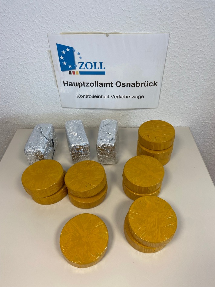 HZA-OS: Osnabrücker Zoll stellt mehr als neun Kilogramm Heroin sicher; Straßenverkaufswert von rund 480.000 Euro