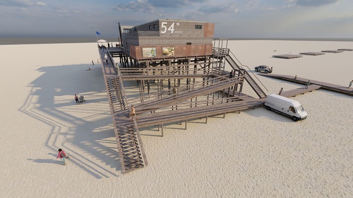 St. Peter-Ording: Neue Strandbar 54° Nord bekommt Aufzug und Rampe