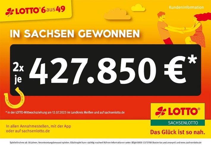 „6 Richtige“ bringen zwei Mal 427.850 Euro nach Sachsen