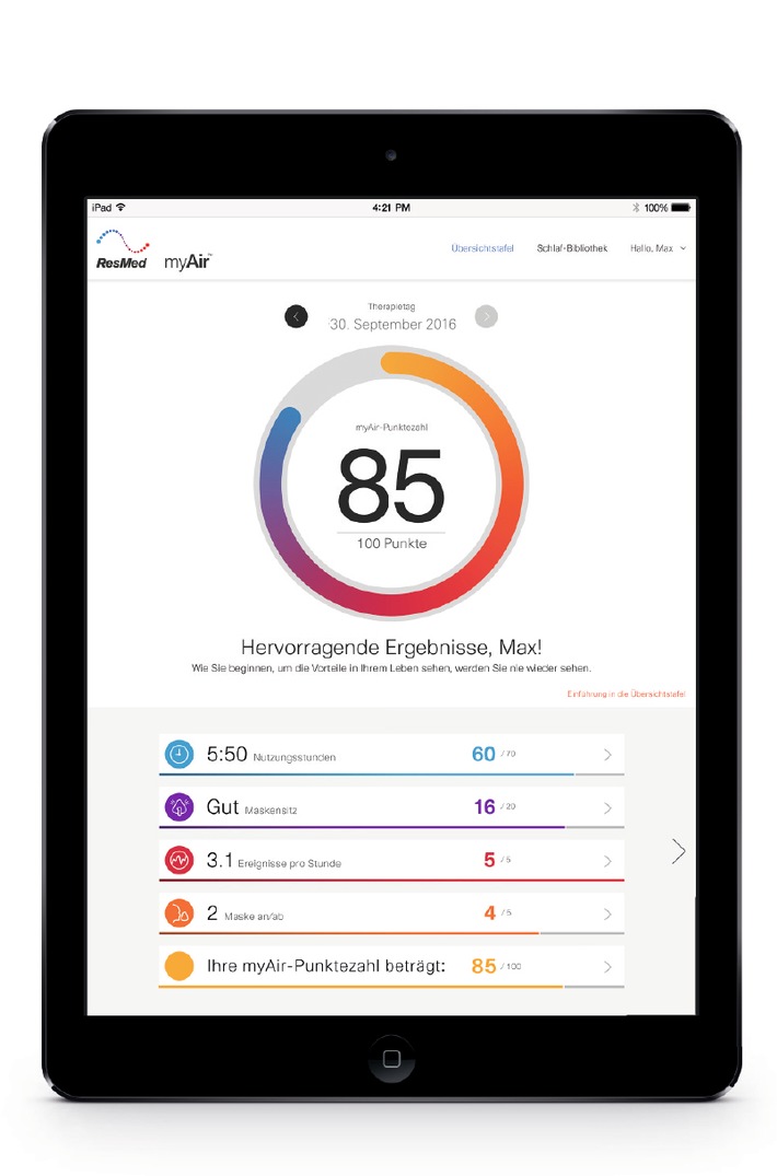 App myAir(TM) von ResMed mit dem Siegel PneumoDigital ausgezeichnet